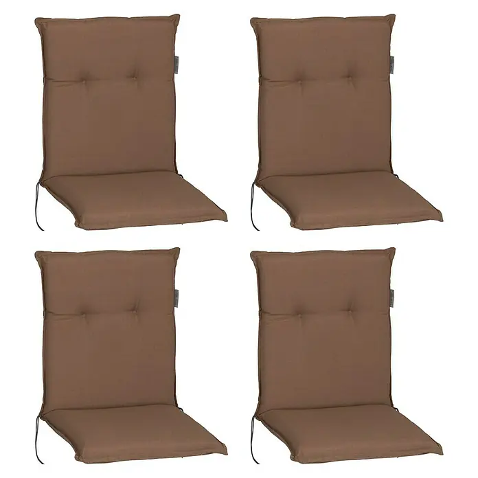 beo Gartenmöbel-Auflage Tolonaro - Niederlehner, 4 Stk., L x B x H: 98 x 46 x 8 cm, Baumwolle, Polyester, Braun - Diese vier Stuhlkissen in Braun sind perfekt für Gartenstühle geeignet und bieten Komfort im Freien. Ideal zum Entspannen.