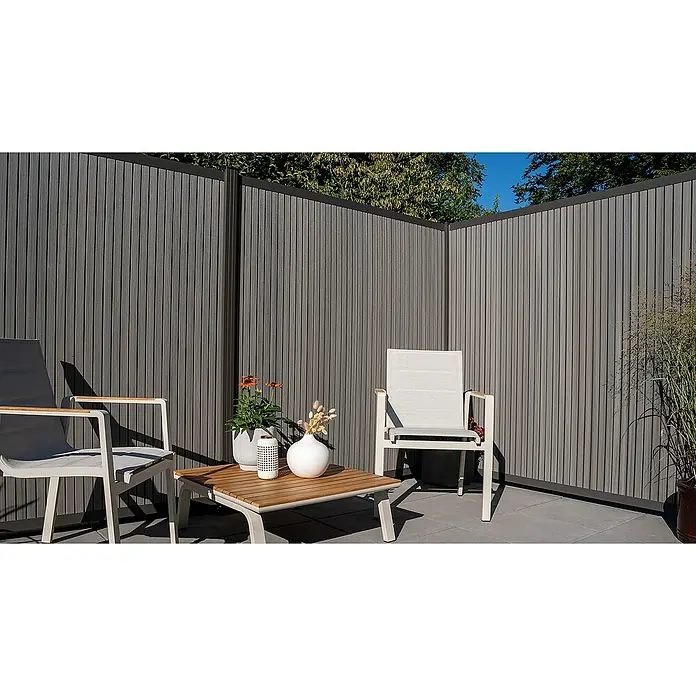 GartenLand Steckzaun-Element WPC Zaun Shadowline Musterstück - B x H: 20 x 18 cm, Amethystgrau, Verbundwerkstoff