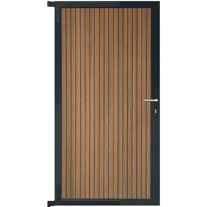 GartenLand Zauntor WPC Zaun Tor Shadowline Vertikal - 90 x 175 cm, Mahagoni, Verbundwerkstoff