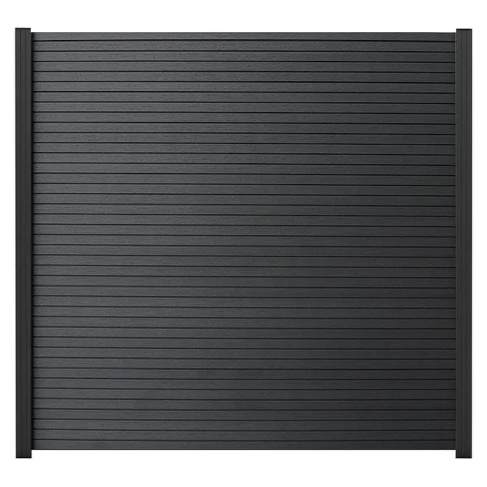 GartenLand Steckzaun-Element WPC Zaun Shadowline Ohne Pfosten - B x H: 180 x 180 cm, Deep Black, Verbundwerkstoff