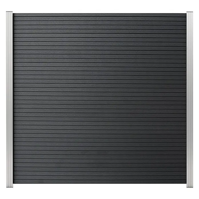 GartenLand Steckzaun-Element WPC Zaun Shadowline Ohne Pfosten - B x H: 180 x 180 cm, Deep Black, Verbundwerkstoff