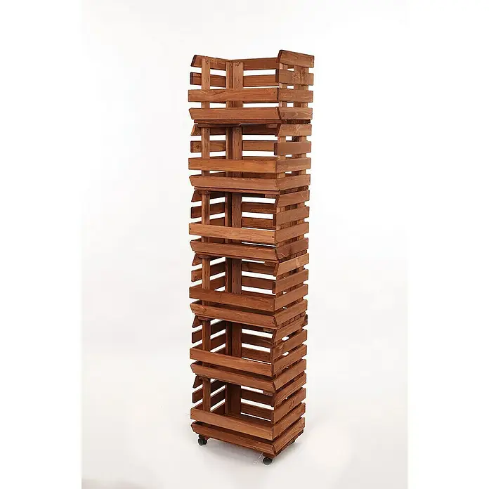 Proregal Holzregal Gemüseregal VeggieRoll mit Rollen - Anzahl Böden: 6 Stk., Schrauben, Braun