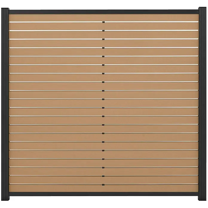 GartenLand Steckzaun-Element WPC Zaun Stockholm Ohne Pfosten - B x H: 180 x 180 cm, Karamellbraun, Verbundwerkstoff