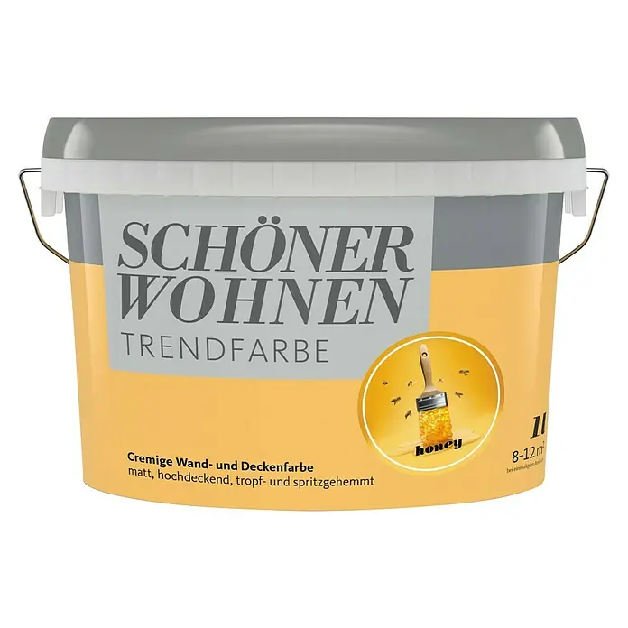 SCHÖNER WOHNEN-Farbe Wandfarbe Trendfarbe - Honey, Matt, 1 l, Konservierungsmittelfrei - Dose „Schöner Wohnen Trendfarbe Honey“ für Wand- und Deckenfarbe. Matt, hochdeckend, tropf- und spritzgehemmt. Ideal für ein gemütliches Zuhause.