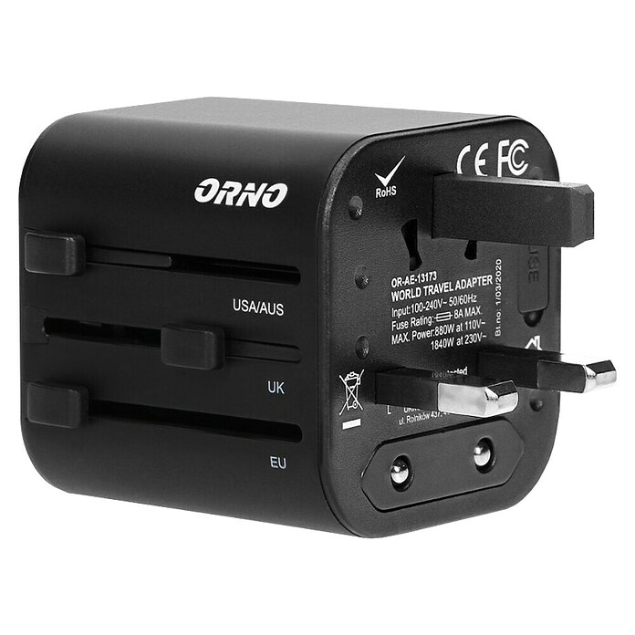 Vtikač za popotovanje po svetu  (110 V - 240 V, 8 A) | 3238 - Reisestecker | CBDD - Zwischenstecker | CBD - Verlängerungen, Tischsteckdosen, Kabelt | CB - Elektroinstallation | C - Elektro | BAUHAUS