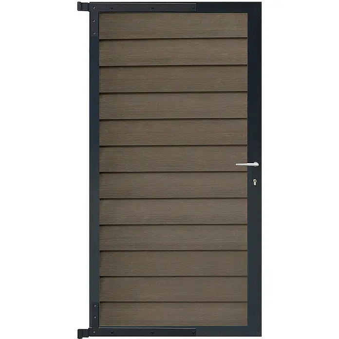 GartenLand Zauntor WPC Zaun Tor Schwedenprofil - 90 x 175 cm, Braun, Verbundwerkstoff