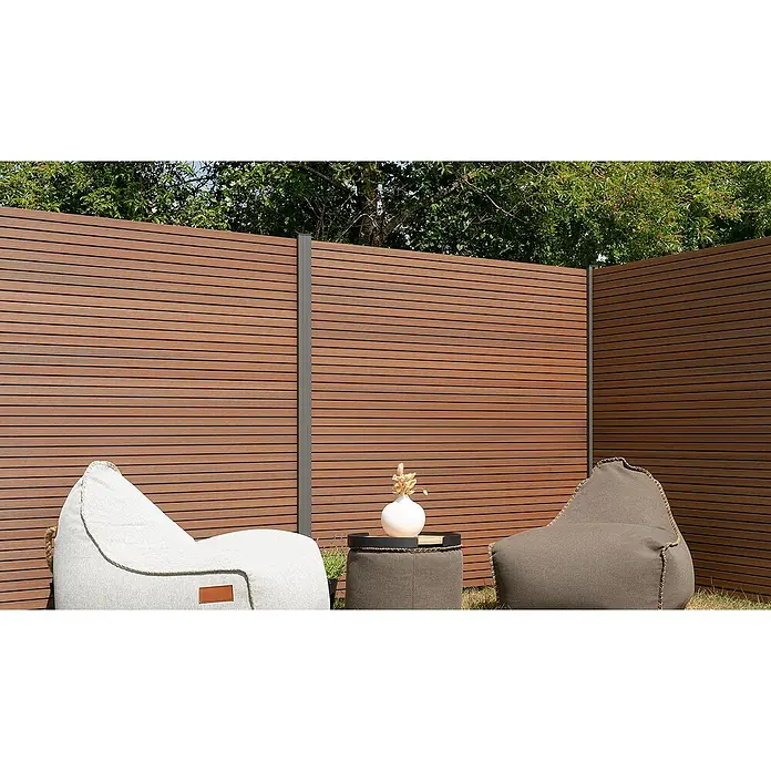 GartenLand Steckzaun-Element WPC Zaun Shadowline Ohne Pfosten - Mahagoni, Verbundwerkstoff