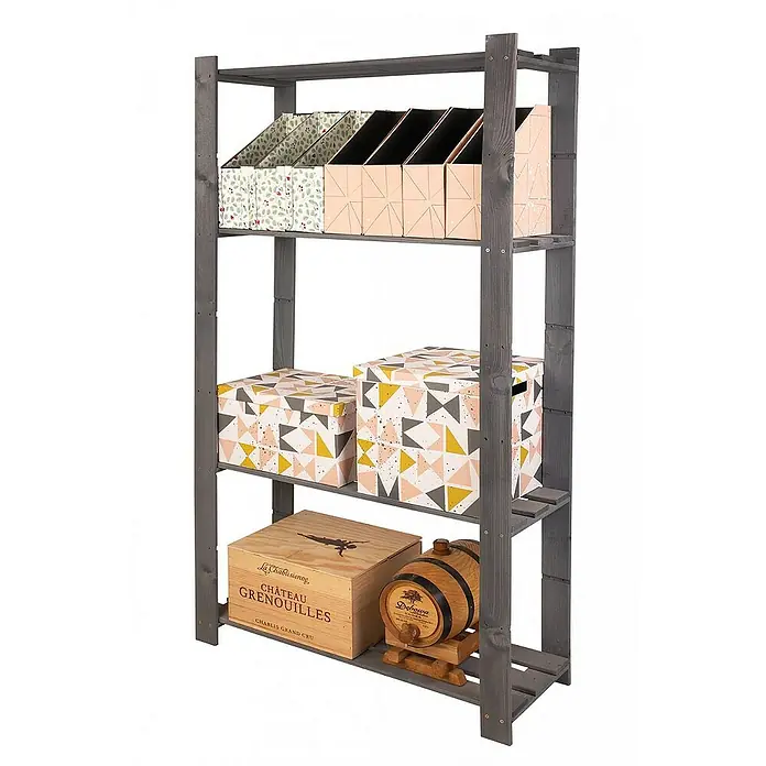 Proregal Holzregal PINEPEAK - Anzahl Böden: 4 Stk., Schrauben, Grau