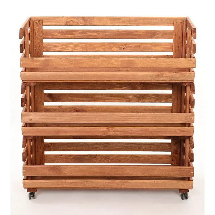 Proregal Holzregal Gemüseregal VeggieRoll mit Rollen - Anzahl Böden: 3 Stk., Schrauben, Braun
