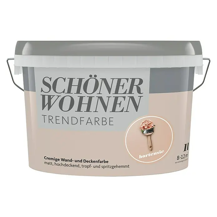 SCHÖNER WOHNEN-Farbe Wandfarbe Trendfarbe - Hortensie, Matt, 1 l, Konservierungsmittelfrei - Eimer Schönere Wohnen Trendfarbe Hortensie. Cremige Wand- und Deckenfarbe, matt, hochdeckend, tropf- und spritzgehemmt für ein schönes Zuhause.