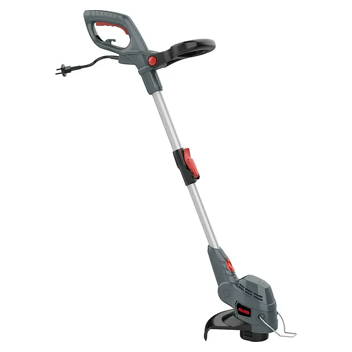 AL-KO Elektro-Rasentrimmer GTE 450.6 - 450 W, Schnittbreite Faden: 25 cm - Eine graue AL-KO Rasentrimmer mit roter Akzentuierung für präzise Gartenarbeit, ideal für schwer zugängliche Stellen und Rasenkanten.