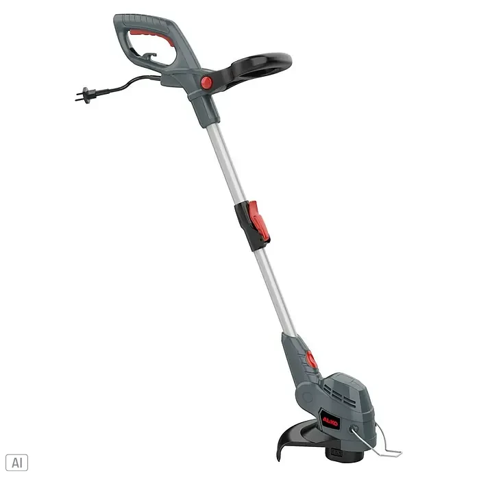 AL-KO Elektro-Rasentrimmer GTE 450.6 - 450 W, Schnittbreite Faden: 25 cm - Eine graue AL-KO Rasentrimmer mit roter Akzentuierung für präzise Gartenarbeit, ideal für schwer zugängliche Stellen und Rasenkanten.