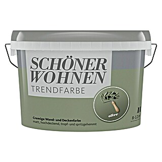 SCHÖNER WOHNEN-Farbe Wandfarbe Trendfarbe (Olive, Matt, 1 l, Konservierungsmittelfrei)