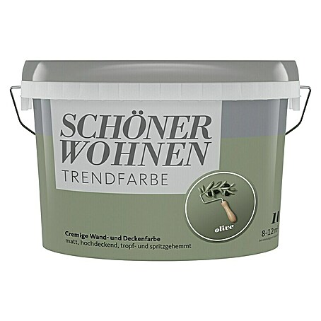 SCHÖNER WOHNEN-Farbe Wandfarbe Trendfarbe (Olive, Matt, 1 l, Konservierungsmittelfrei)