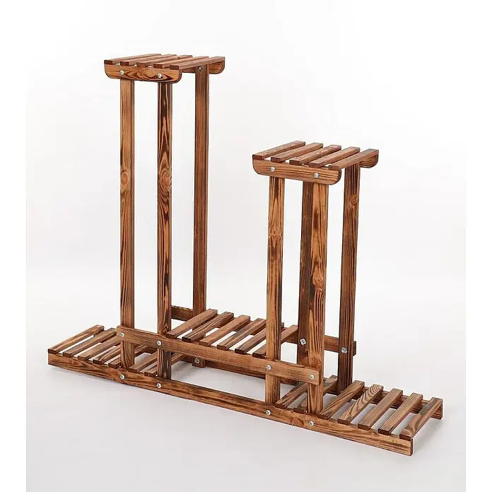 Proregal Holzregal Blumenständer FLORANGE - Anzahl Böden: 5 Stk., Schrauben, Braun Gebrannt