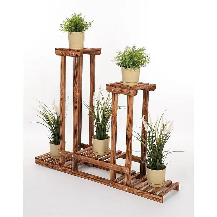 Proregal Holzregal Blumenständer FLORANGE - Anzahl Böden: 5 Stk., Schrauben, Braun Gebrannt
