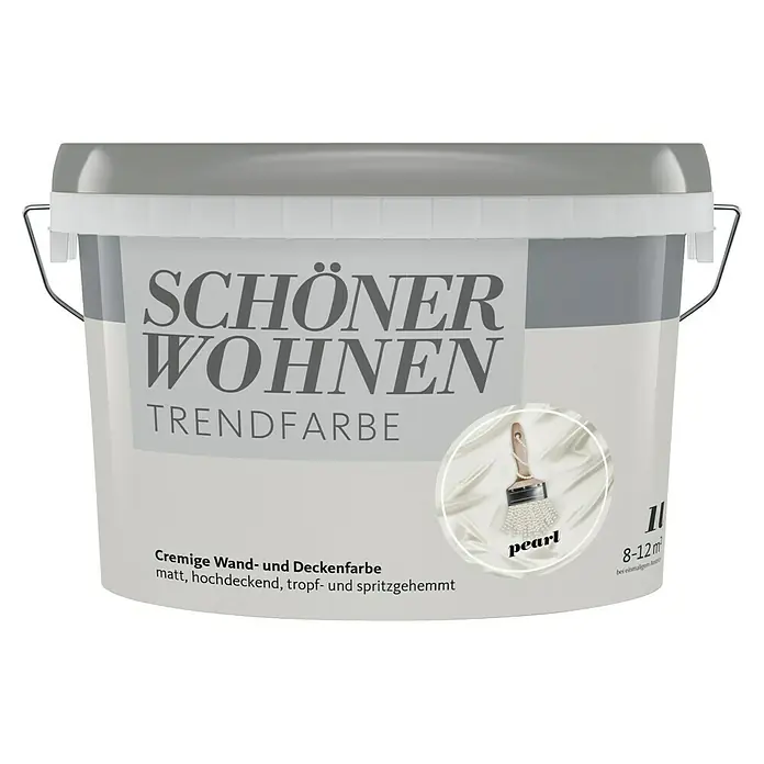 SCHÖNER WOHNEN-Farbe Wandfarbe Trendfarbe - Pearl, Matt, 1 l, Konservierungsmittelfrei - Farbdose "Schöner Wohnen Trendfarbe Pearl" für Wand- und Deckenfarbe, matt, hochdeckend, tropf- und spritzgehemmt.