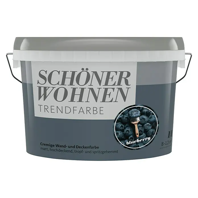 SCHÖNER WOHNEN-Farbe Wandfarbe Trendfarbe - Blueberry, Matt, 1 l, Konservierungsmittelfrei - Eimer Schöner Wohnen Trendfarbe "Blueberry", cremige Wand- und Deckenfarbe, matt, hochdeckend und spritzgehemmt.