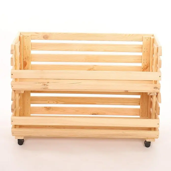 Proregal Holzregal Gemüseregal VeggieRoll mit Rollen - Anzahl Böden: 2 Stk., Schrauben, Natur