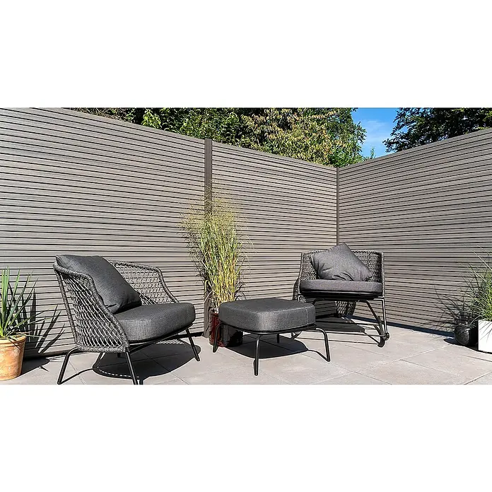 GartenLand Steckzaun-Element WPC Zaun Shadowline Ohne Pfosten - Amethystgrau, Verbundwerkstoff