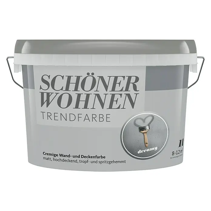 SCHÖNER WOHNEN-Farbe Wandfarbe Trendfarbe - Dreamy, Matt, 1 l, Konservierungsmittelfrei - Ein Eimer „Schöner Wohnen Trendfarbe“ in einer „Dreamy“-Farbe. Ideal für Wand- und Deckenanstriche, matt, hochdeckend und mit 1 Liter Inhalt.