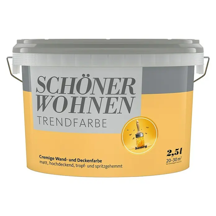 SCHÖNER WOHNEN-Farbe Wandfarbe Trendfarbe - Honey, Matt, 2,5 l, Konservierungsmittelfrei - Farbeimer "Schöner Wohnen Trendfarbe Honey" mit 2,5l Inhalt. Cremige Wand- und Deckenfarbe für ein schönes Zuhause.