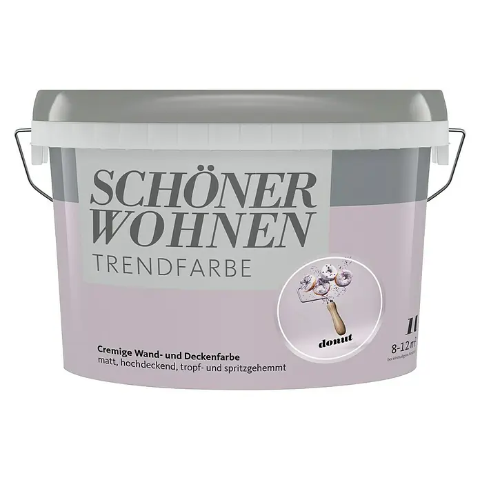 SCHÖNER WOHNEN-Farbe Wandfarbe Trendfarbe - Donut, Matt, 1 l, Konservierungsmittelfrei - Ein Eimer Schöner Wohnen Trendfarbe "Donut", eine cremige Wand- und Deckenfarbe für ein schönes Zuhause.