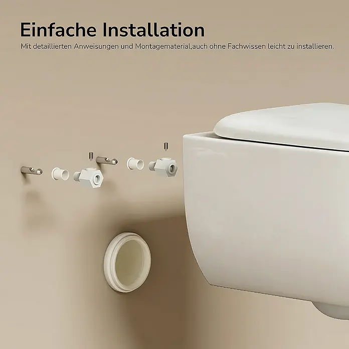 Emke Wand-WC Nero - Spülrandlos, Mit schmutzabweisender Glasur, Weiß