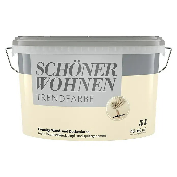 SCHÖNER WOHNEN-Farbe Wandfarbe Trendfarbe - Cashmere, Matt, 5 l, Konservierungsmittelfrei - Eimer Schöner Wohnen Trendfarbe "Cashmere". Die cremige Wand- und Deckenfarbe ist matt, hochdeckend und spritzgehemmt.