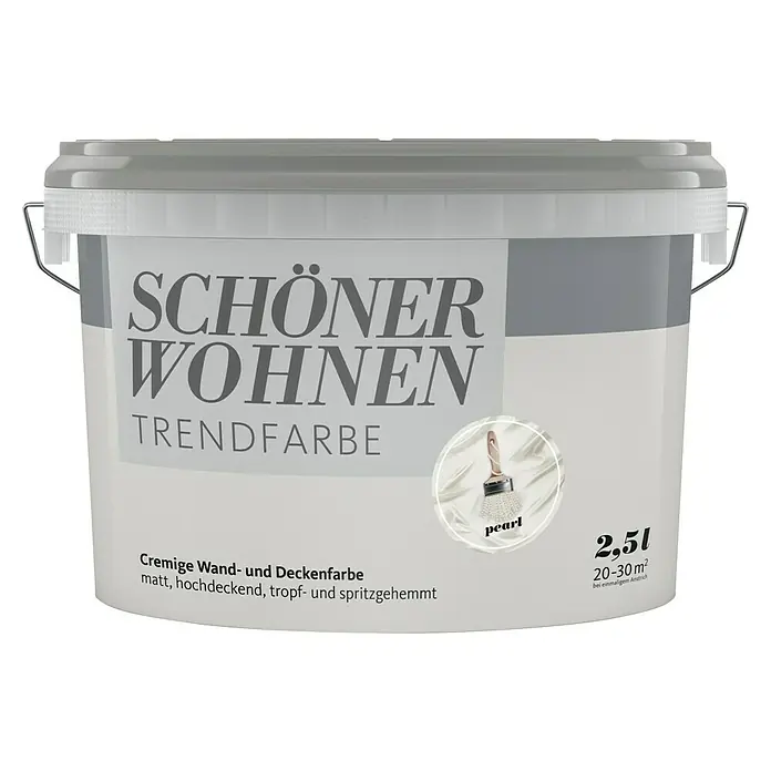 SCHÖNER WOHNEN-Farbe Wandfarbe Trendfarbe - Pearl, Matt, 2,5 l, Konservierungsmittelfrei - Ein Eimer SCHÖNER WOHNEN Trendfarbe "Pearl", eine cremige, matte Wand- und Deckenfarbe für ein schönes Zuhause.