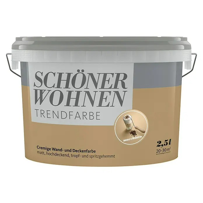 SCHÖNER WOHNEN-Farbe Wandfarbe Trendfarbe - Macchiato, Matt, 2,5 l, Konservierungsmittelfrei - Eimer Schöner Wohnen Trendfarbe "Macchiato", eine cremige, matte Wand- und Deckenfarbe für ein schönes Zuhause.