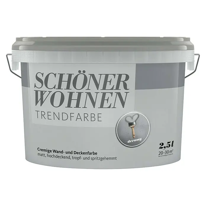 SCHÖNER WOHNEN-Farbe Wandfarbe Trendfarbe - Dreamy, Matt, 2,5 l, Konservierungsmittelfrei - Eimer Schön Wohnen Trendfarbe "dreamy". Cremige Wand- und Deckenfarbe, matt, hochdeckend und spritzgehemmt. Inhalt: 2,5l für 20-30m².