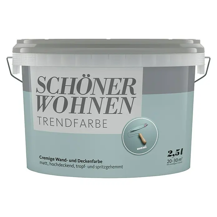 SCHÖNER WOHNEN-Farbe Wandfarbe Trendfarbe - Maui, Matt, 2,5 l, Konservierungsmittelfrei - Dose Schöner Wohnen Trendfarbe "Maui" mit 2,5l Inhalt. Cremige, matte Wand- und Deckenfarbe für Innenräume.