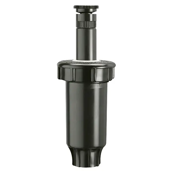 Aspersor emergente - ¾″, Superficie de rociador máx.: 50 m² - Cabezal de aspersor emergente de plástico gris oscuro para sistemas de riego, con el vástago extendido.