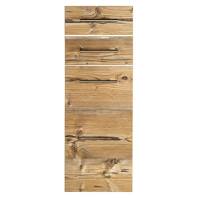 Schildmeyer Isola Unterschrank - 30,5 x 33 x 89 cm, Silberfichte - Holzschrank mit drei Schubladen und silberfarbenen Griffen, ideal für rustikale oder moderne Einrichtungen.