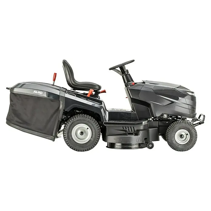 AL-KO Comfort Rasentraktor 14-86.6 HD-A - 8,8 kW, Schnittbreite: 86 cm, Schnitthöhe: 30 mm - 90 mm, Kraftstoffart: Benzin - Abbildung eines AL-KO Aufsitzmähers mit Grasfangkorb. Der Rasentraktor ist ideal für mittelgroße bis große Rasenflächen.