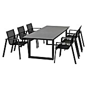 Acamp Gartenmöbel-Set Hollywood/Woody (7 -tlg., Aluminium, Sicherheitsglas, Schwarz/Anthrazit) | BAUHAUS