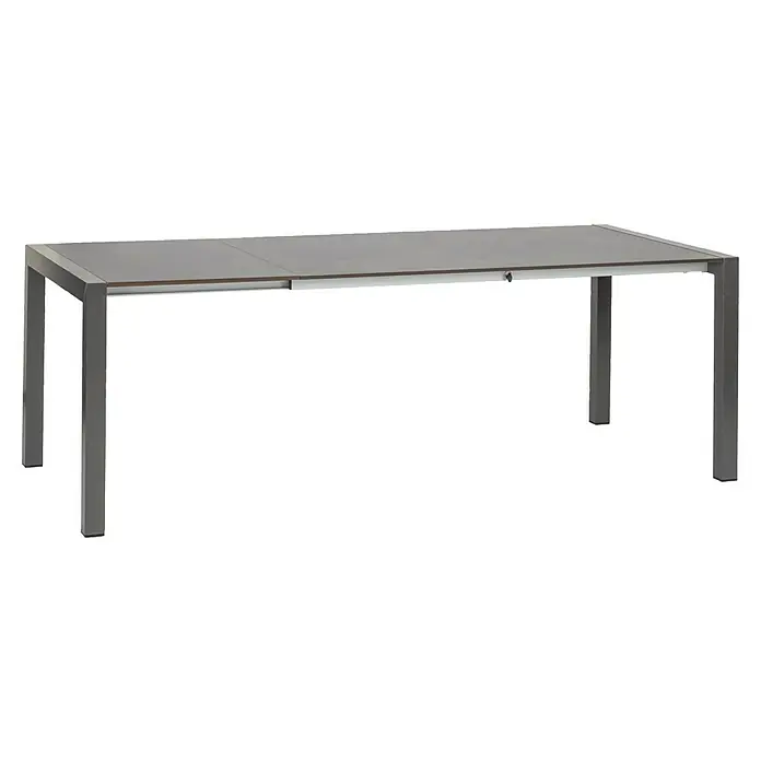 Acamp Gartenmöbel-Set Urban/Extensio - 7 -tlg., Aluminium, HPL, Schwarz - Elegantes Ausziehtisch-Design mit grauer Tischplatte und silberfarbenem Metallgestell, ideal für moderne Essbereiche und einfache Erweiterung.