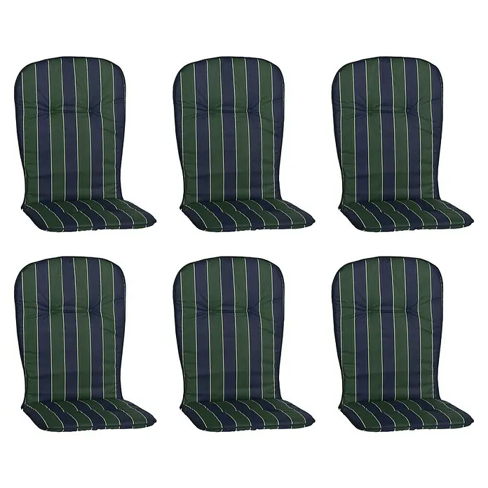 beo Gartenmöbel-Auflage Mono V - Hochlehner, 6 Stk., L x B x H: 96 x 44 x 4 cm, Baumwolle, Polyester, Grün/Blau - Gartenstuhlauflagen im 6er-Set mit eleganten Streifenmuster für bequemes Sitzen im Freien.