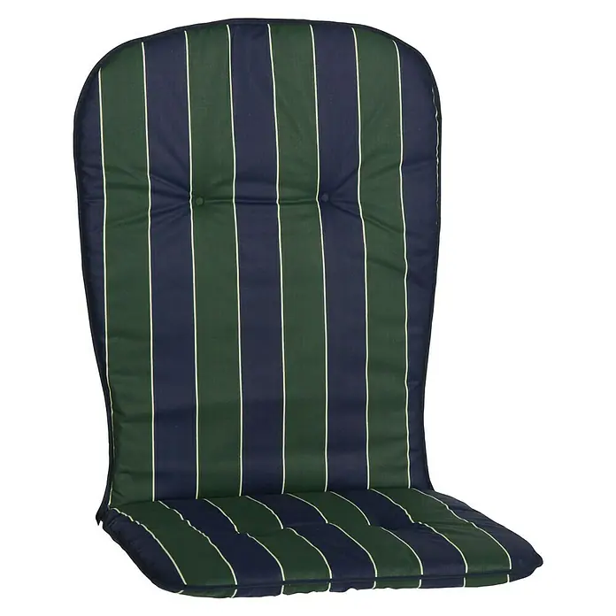 beo Gartenmöbel-Auflage Mono V - Hochlehner, 6 Stk., L x B x H: 96 x 44 x 4 cm, Baumwolle, Polyester, Grün/Blau - Gestreiftes Stuhlkissen in Blau und Grün.