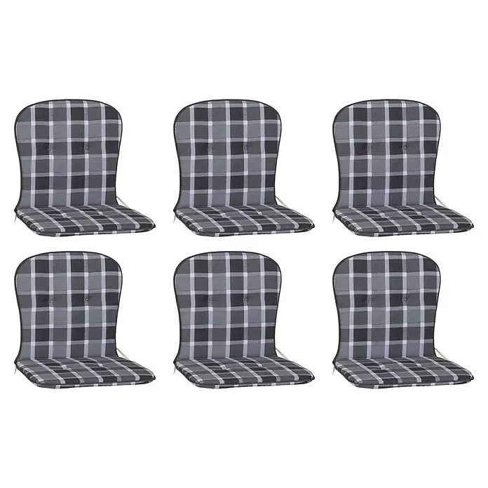beo Gartenmöbel-Auflage Mono II - Niederlehner, 6 Stk., L x B x H: 80 x 44 x 4 cm, Baumwolle, Polyester, Schwarz/Weiß - Sechs karierte Stuhlkissen in Grau und Weiß, die Komfort und Stil für jede Sitzgelegenheit bieten. Ideal für Esszimmer oder Terrasse.