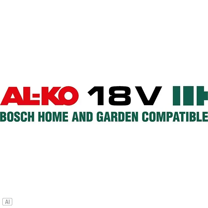 AL-KO Bosch Home & Garden Compatible Akku B50.5 LI - 18 V, 2,5 Ah, Li-Ionen - AL-KO 18V Bosch Home and Garden kompatibles Akku-System. Das Bild zeigt das Logo der Marke AL-KO und den Hinweis auf die Kompatibilität.