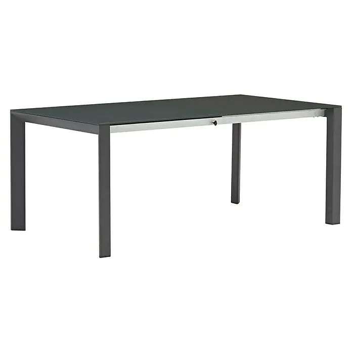 Acamp Gartenmöbel-Set Vegas/Woody Extension - 7 -tlg., Aluminium, Sicherheitsglas, HPL, Schwarz - Moderner ausziehbarer Esstisch in Anthrazit mit schlankem Design und geraden Linien für einen eleganten Essbereich.