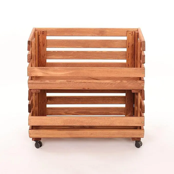 Proregal Holzregal Gemüseregal VeggieRoll mit Rollen - Anzahl Böden: 2 Stk., Schrauben, Braun
