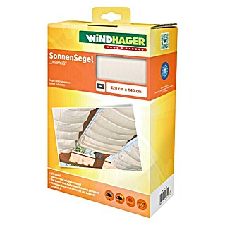 Windhager Sonnensegel Seilspanntechnik (L x B: 4,2 x 1,4 m, Weiß)