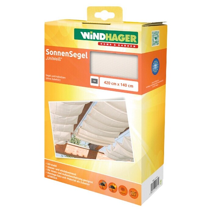 Windhager Sonnensegel Seilspanntechnik (L x B: 4,2 x 1,4 m, Weiß)