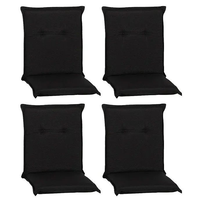 beo Gartenmöbel-Auflage Trabzon - Niederlehner, 4 Stk., L x B x H: 98 x 46 x 8 cm, Baumwolle, Polyester, Schwarz - Vier schwarze Stuhlkissen mit Polsterung. Perfekt, um Ihren Sitzkomfort zu erhöhen und Ihrem Zuhause einen modernen Touch zu verleihen.