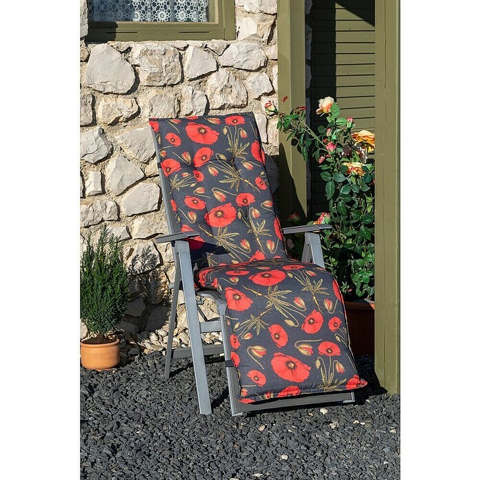 beo Gartenmöbel-Auflage Trondheim (Relaxsessel, L x B x H: 171 x 46 x 8 cm, Baumwolle, Polyester, Rot/Schwarz) | BAUHAUS