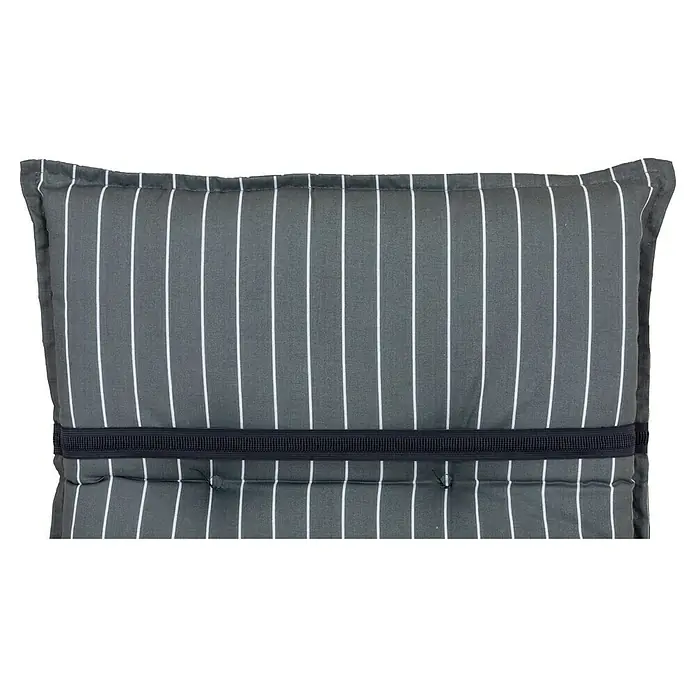 beo Gartenmöbel-Auflage Belm - Niederlehner, 2 Stk., L x B x H: 101 x 50 x 6 cm, Baumwolle, Polyester, Grau/Weiß - Gepolstertes Sitzkissen mit stilvollem Streifenmuster und praktischem Gummiband zur einfachen Befestigung am Stuhl. Komfortabel und dekorativ.