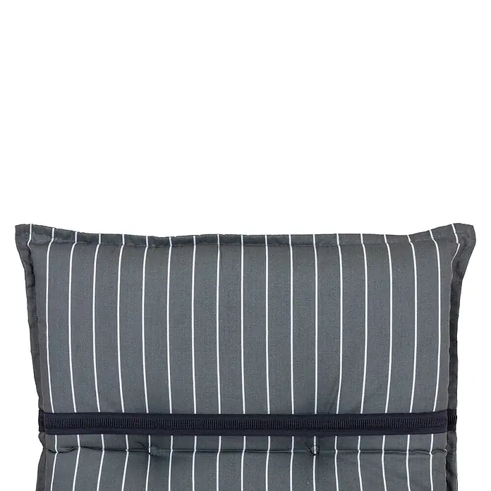 beo Gartenmöbel-Auflage Belm - Niederlehner, 2 Stk., L x B x H: 101 x 50 x 6 cm, Baumwolle, Polyester, Grau/Weiß - Gepolstertes Sitzkissen mit stilvollem Streifenmuster und praktischem Gummiband zur einfachen Befestigung am Stuhl. Komfortabel und dekorativ.